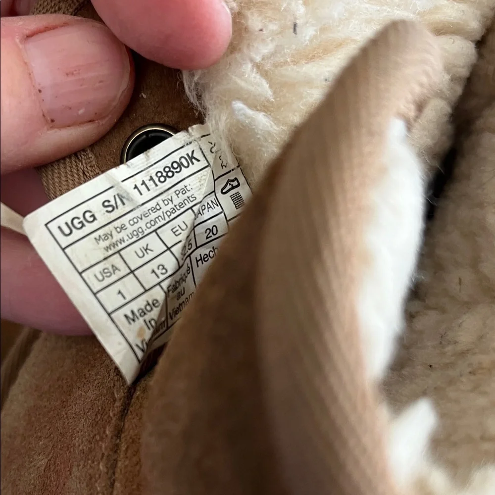 UGG Jona Boots Kids Size 1 Cognac Leather Wool Lined